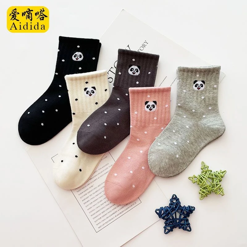 爱嘀嗒儿童袜子冬季高腰精梳棉女童宝宝卡通动物甜美无骨中长筒袜