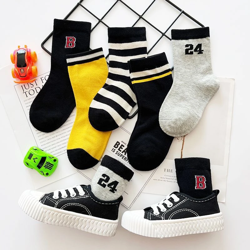 爱嘀嗒儿童高腰袜子秋冬季精梳棉加厚韩版学院风学生运动中筒潮袜