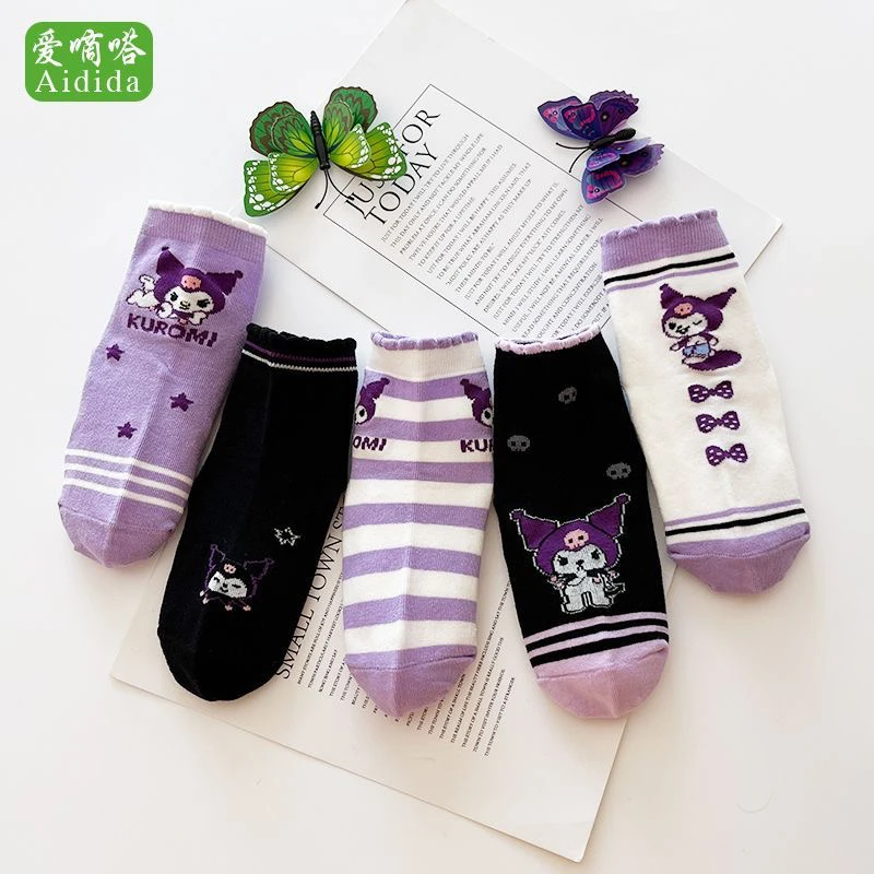 爱嘀嗒儿童袜子卡通库洛米春季棉袜女童宝宝可爱吸汗透气舒适短袜