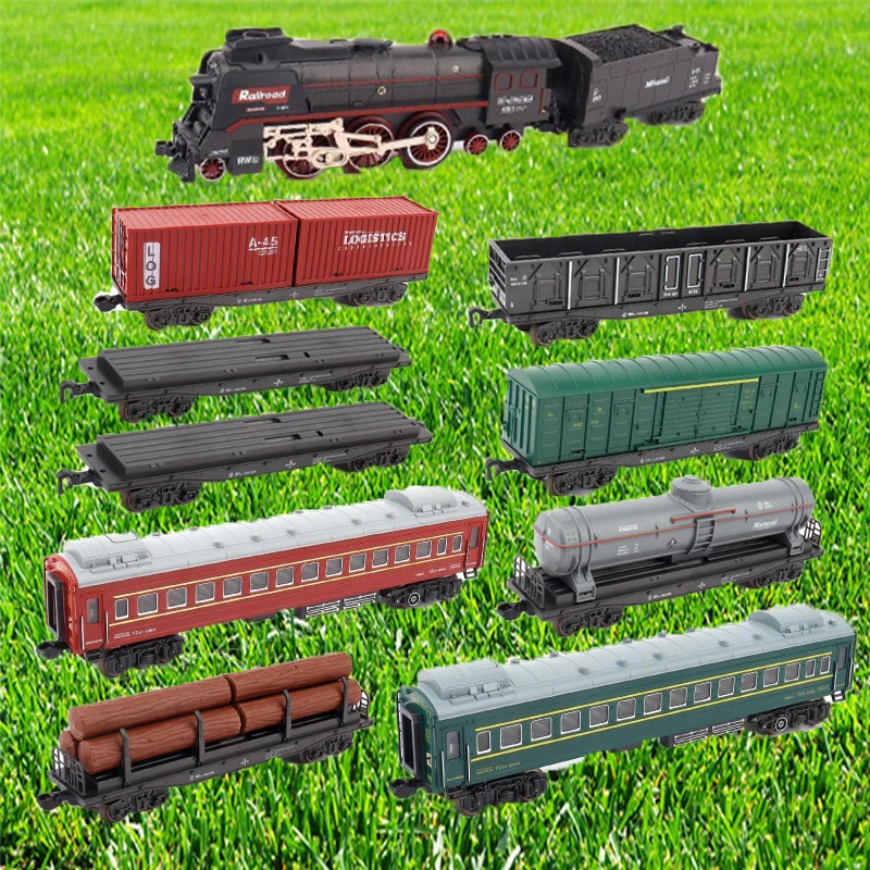 新款正版奋铭电动蒸汽火车轨道高铁绿皮车网红火车车厢轨道配件