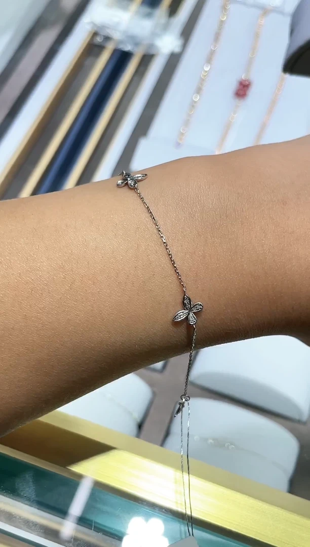 【闪购商品】钻石手链18K金镶嵌【千盟高定珠宝】18k 蝴蝶手链