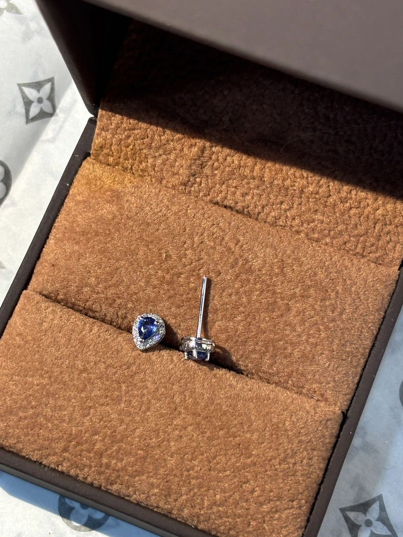 【月下高定珠宝】pt950 蓝宝石水滴围镶耳钉