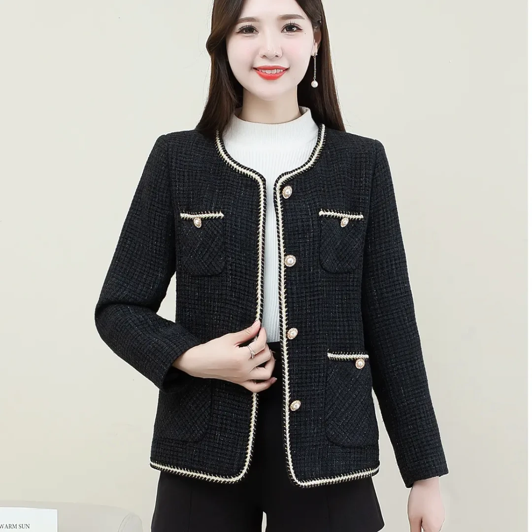 XSY-2307【衣长58】小香风短外套女2024春秋新款时尚气质休闲上衣