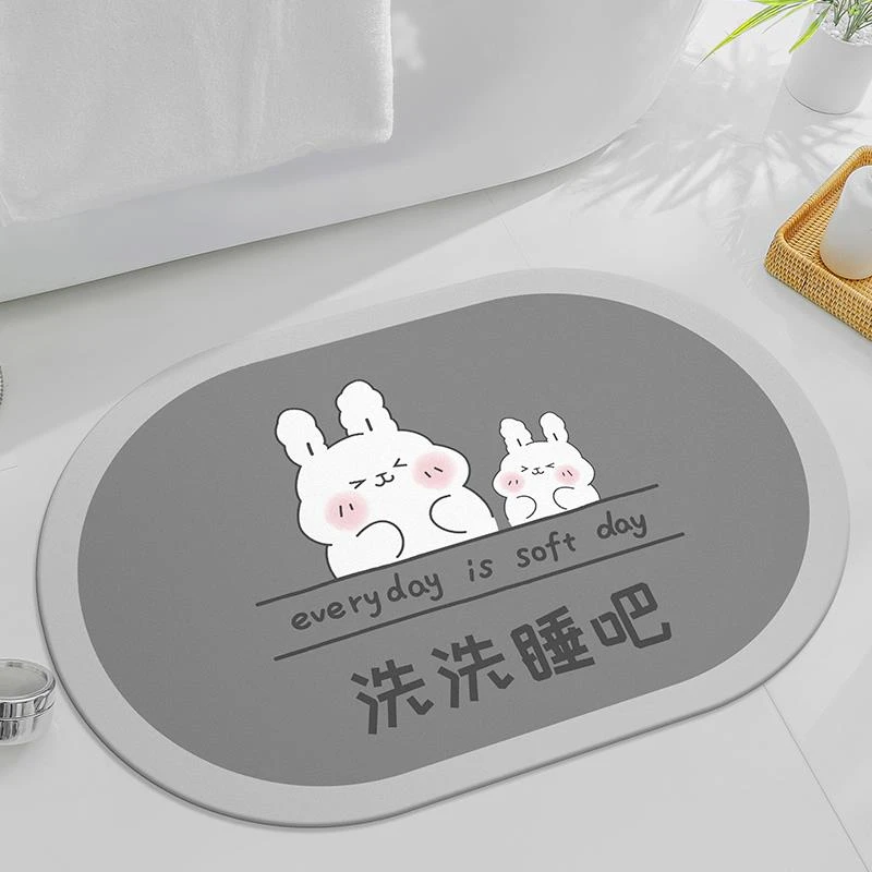 卡通款卫生间地垫浴室门口吸水地垫速干脚垫厕所防滑地毯软硅藻泥