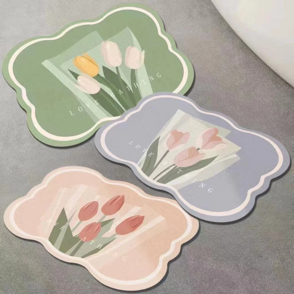 郁金香浴室硅藻泥地垫卫生间门口吸水垫厕所防滑脚垫家用地毯地垫