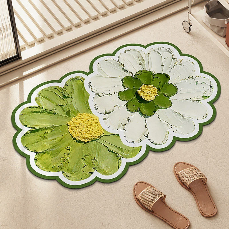 异形花卉硅藻泥地垫强吸水速干脚垫卫生间淋浴间门口防滑地毯地垫