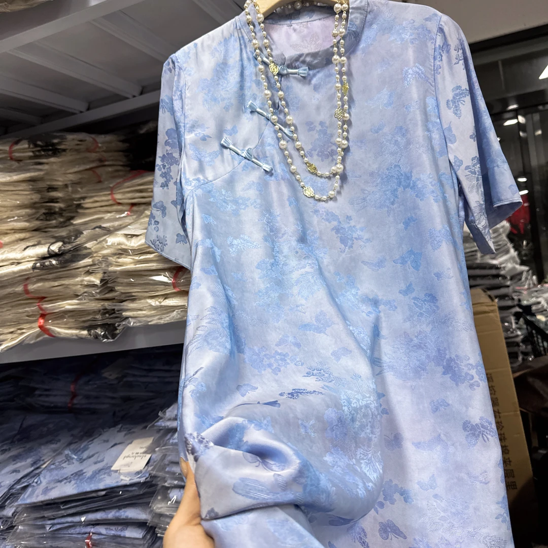 5223新中式连衣裙【蓝蝶】