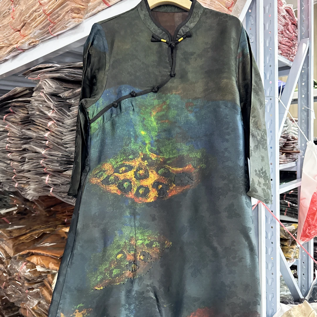 8071款新中式长款连衣裙