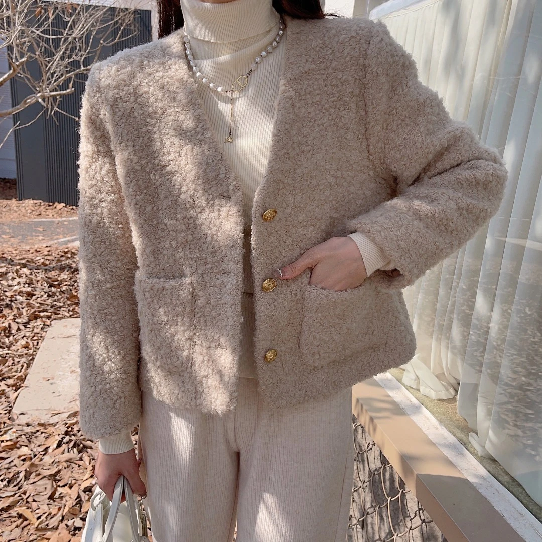 【清仓专场】秋冬法式高级V领小香风气质短外套女DMJ-W53245