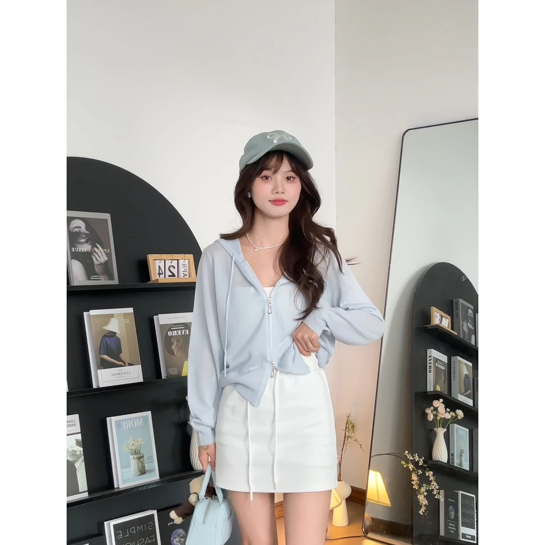 【樱桃小个子】夏季清凉法式气质修身显瘦高腰纯色半身裙ZR-Q75362