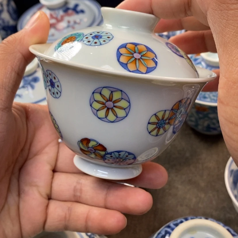 【闪购商品】景德镇青花斗彩盖碗