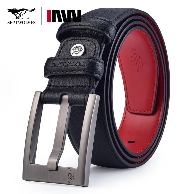 七匹狼皮带男款真皮本命年红腰带高档中青年人红色属龙真牛皮新款