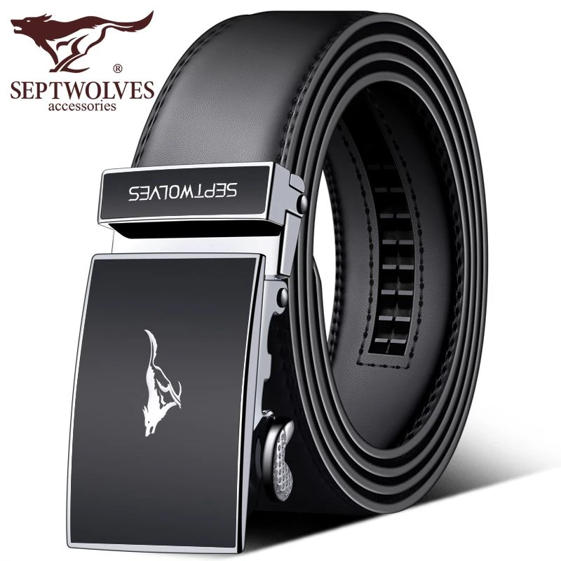 正品七匹狼男士皮带真皮自动扣新款高档男款时尚百搭休闲牛皮腰带