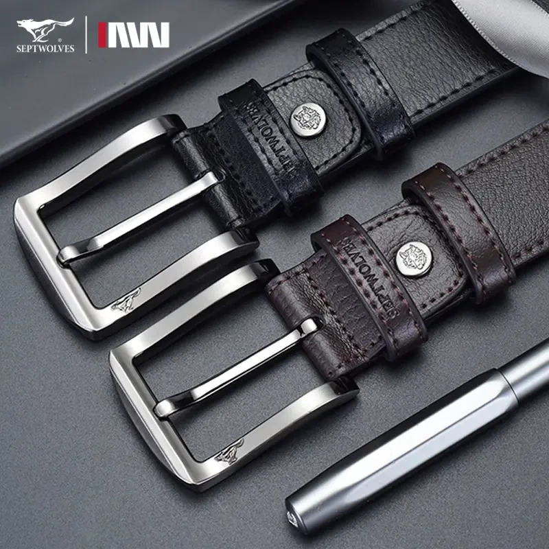 七匹狼男士皮带真皮针扣新款正品高档男款潮流百搭休闲牛皮裤腰带
