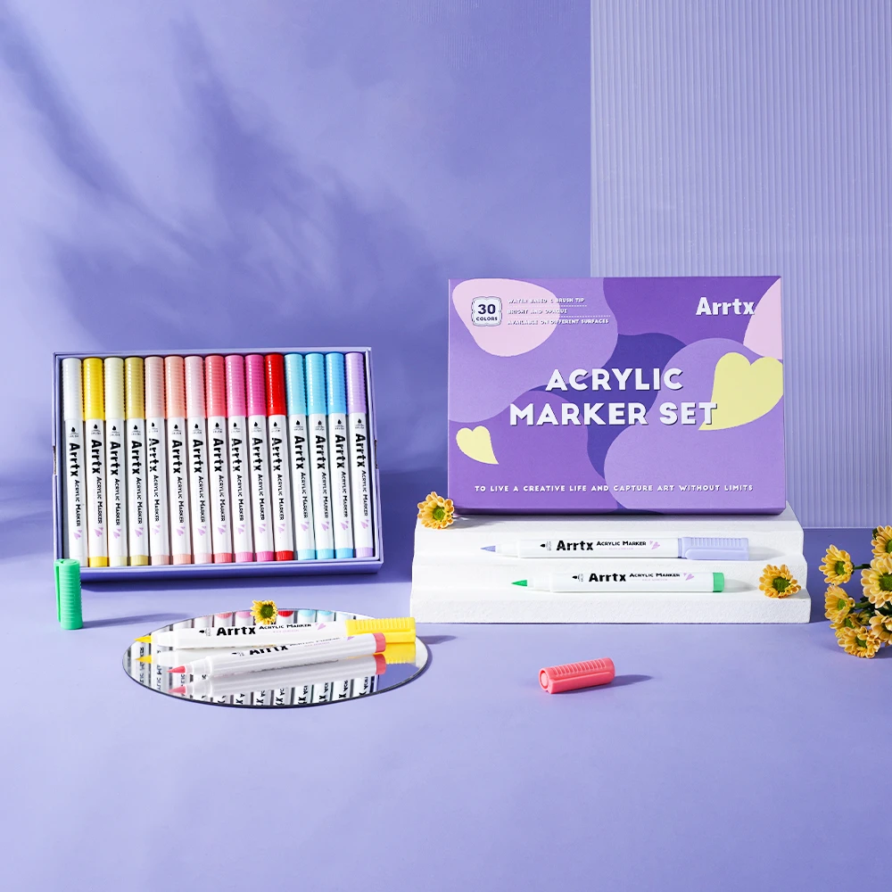 阿泰诗软头防水丙烯马克笔DIY涂鸦手绘颜料陶瓷不断墨按压用笔