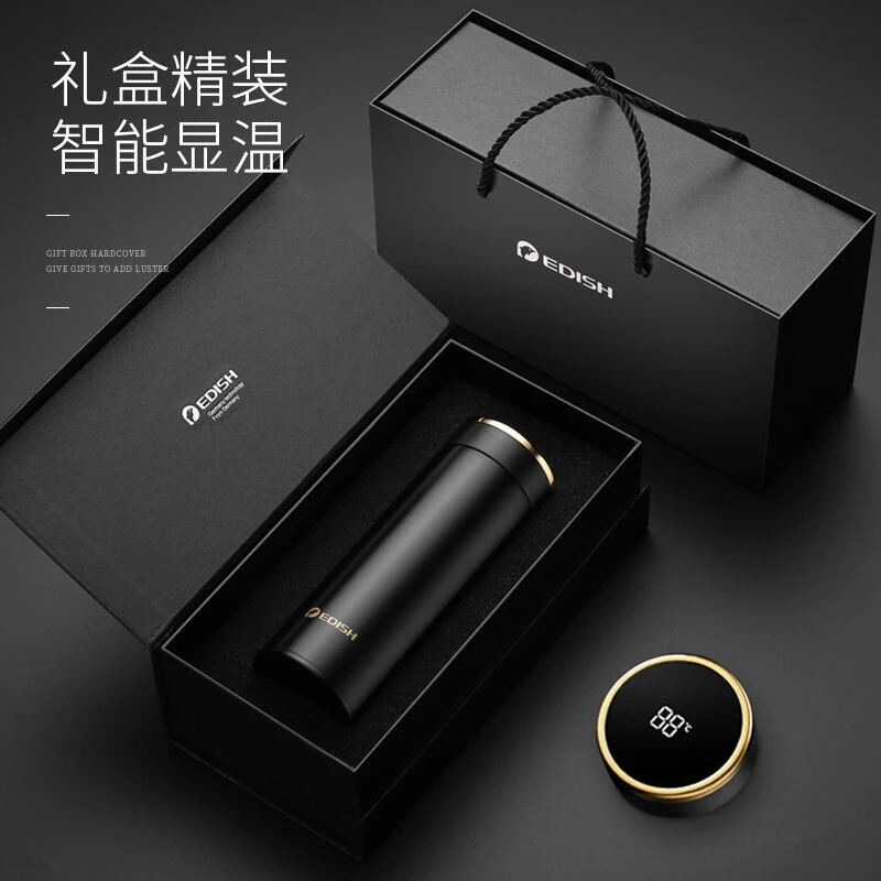EDISH316不锈钢智能显温保温杯男士商务定制水杯正品男士保温杯子