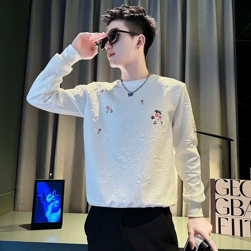 高端设计感提花卫衣男款春秋季潮牌刺绣男装上衣2025新款爆款外套