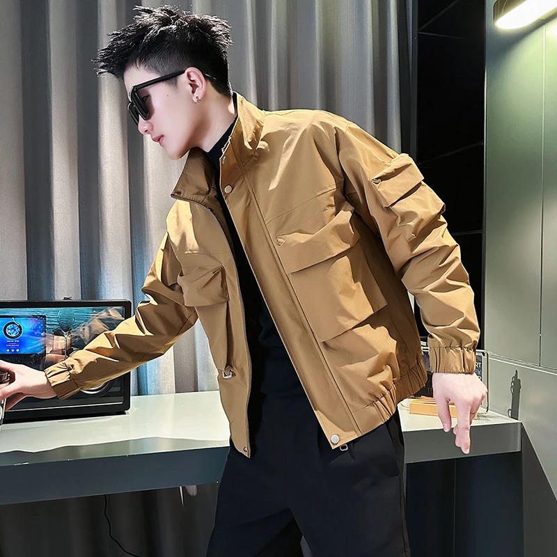 爆款潮牌立领夹克男2024春秋季新款高级感痞帅百搭工装男士外套衫