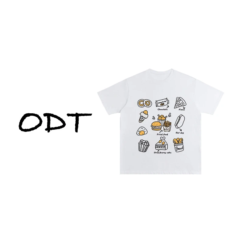 AJIAZO【美食合集】纯棉短袖T恤 宽松卡通印花短袖男女同款