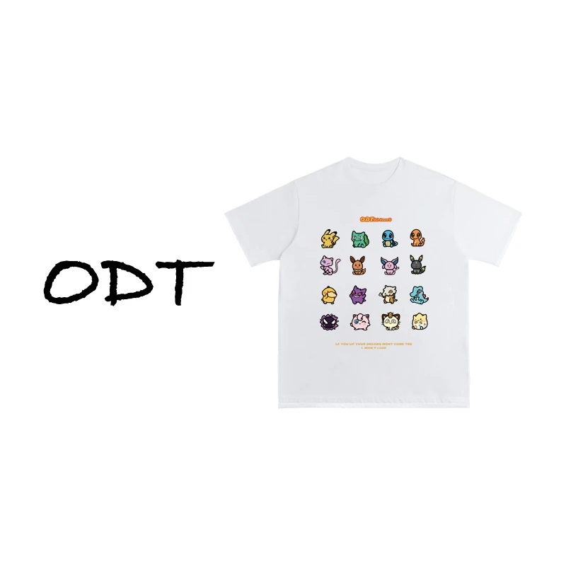 Devin【宠物小精灵】休闲纯棉短袖T恤 宽松卡通印花短袖男女同款