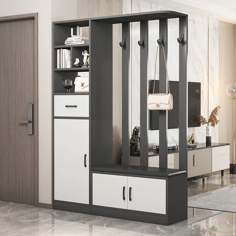 【叁格木家具】玄关柜入户家用现代简约轻奢多功能收纳柜红