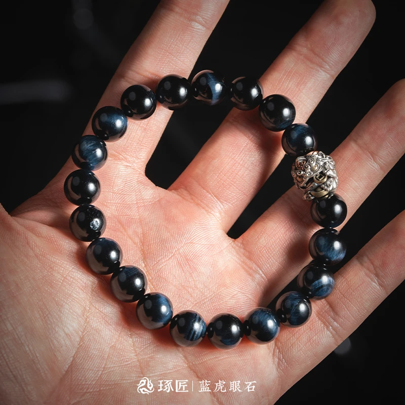 黄铜石英石手链 【主播专属福利】琢匠蓝虎眼石貔貅手串文玩手串