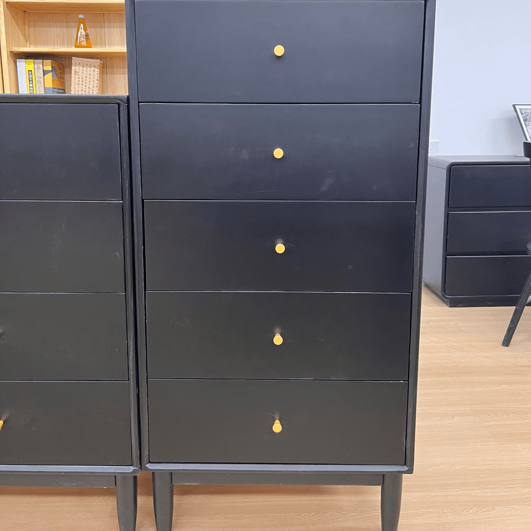 家瑞达实木四斗柜五斗柜卧室客厅抽屉收纳柜法式黑色六斗组合柜-1