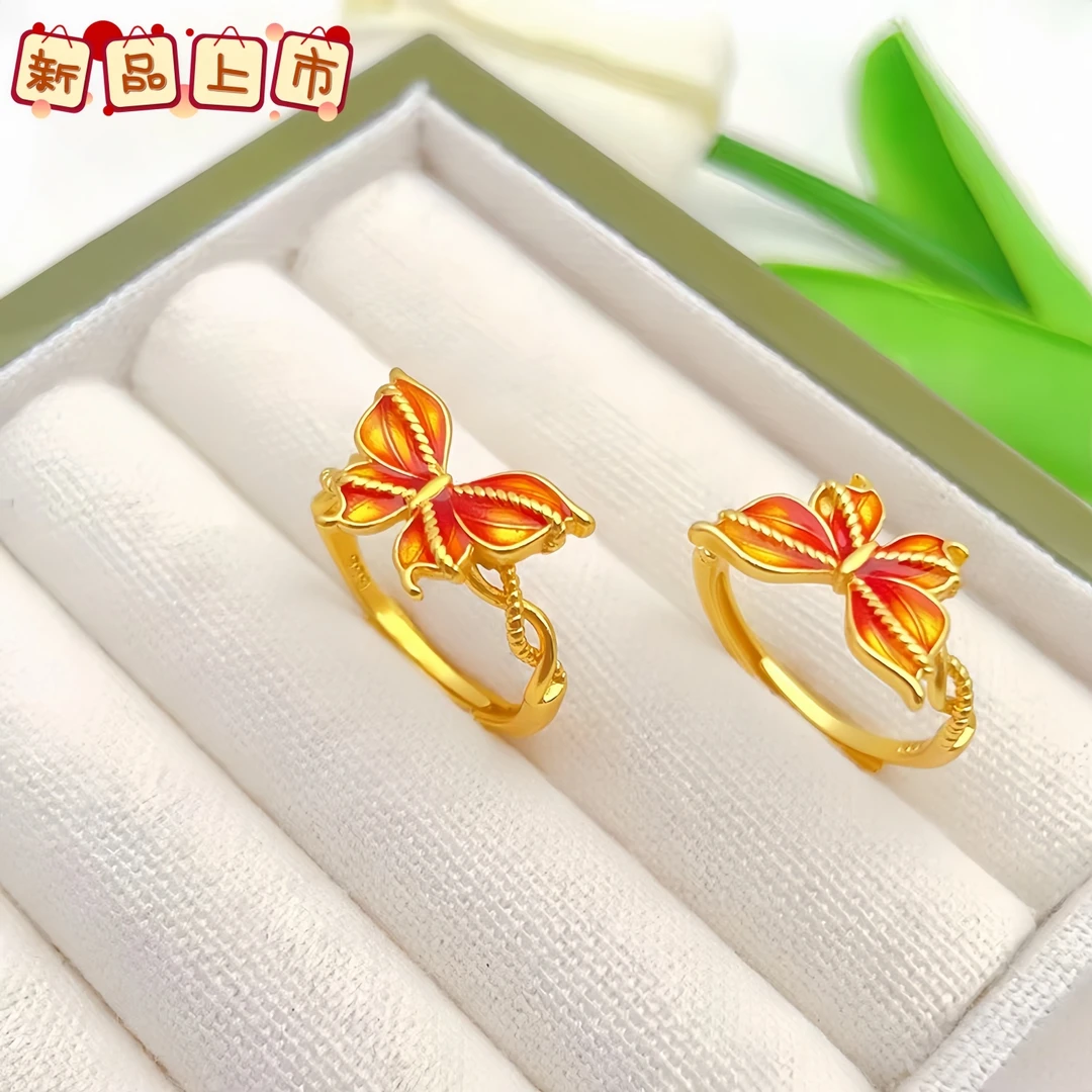 合金戒指 蝴蝶麻花可调节戒指女款 小众个性镂空国潮宫廷轻奢复古