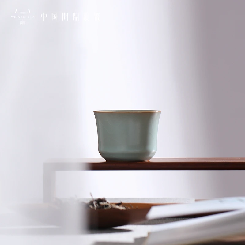 问鼎汝瓷鼎峰系列复刻款天青竹律杯（大）