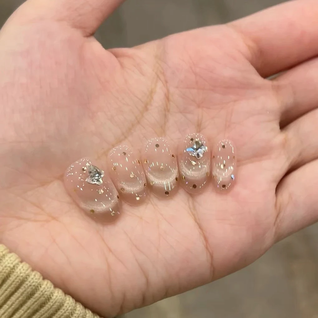 【赫本晚宴】纯手工猫眼穿戴甲美甲贴穿戴式光疗甲冰透渐变四季款