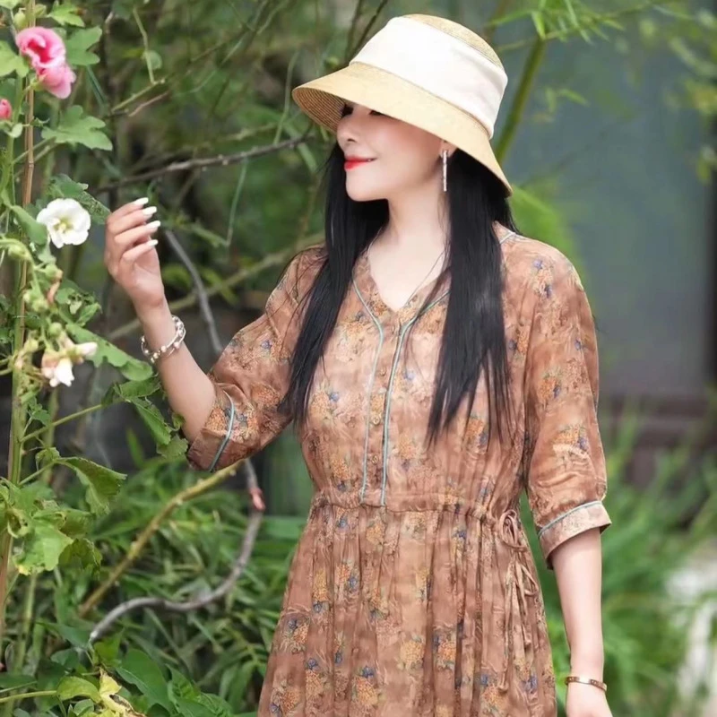 苏维【繁花似锦 】 5232 苎麻连衣裙