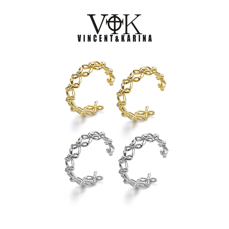 VINCENT&KARINA 铜合金耳饰 专属【蝶翼】系列蝴蝶结金属时尚耳环