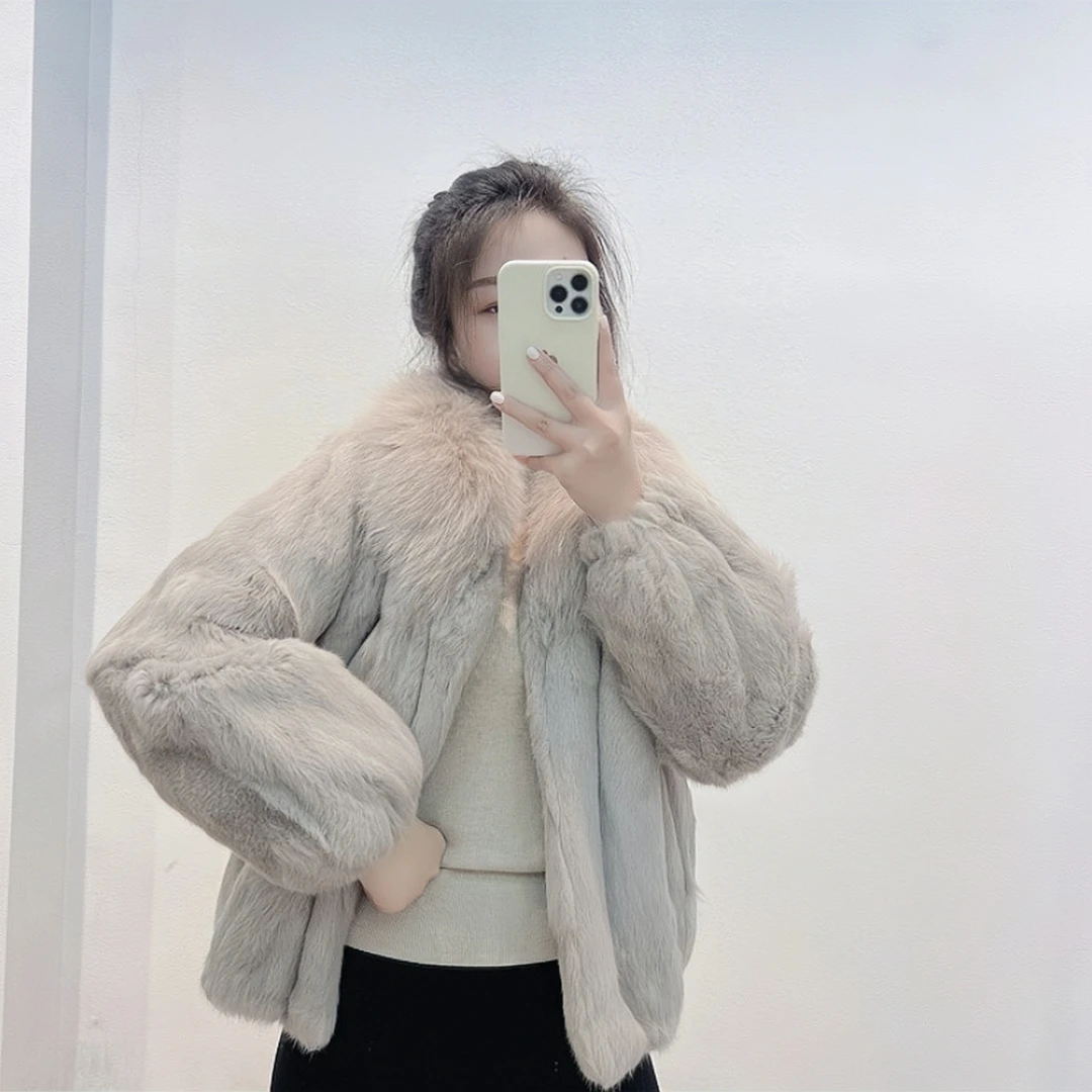 【貂亿严选】海宁女士外套秋冬96098新款时尚冬季短款女款毛绒加厚
