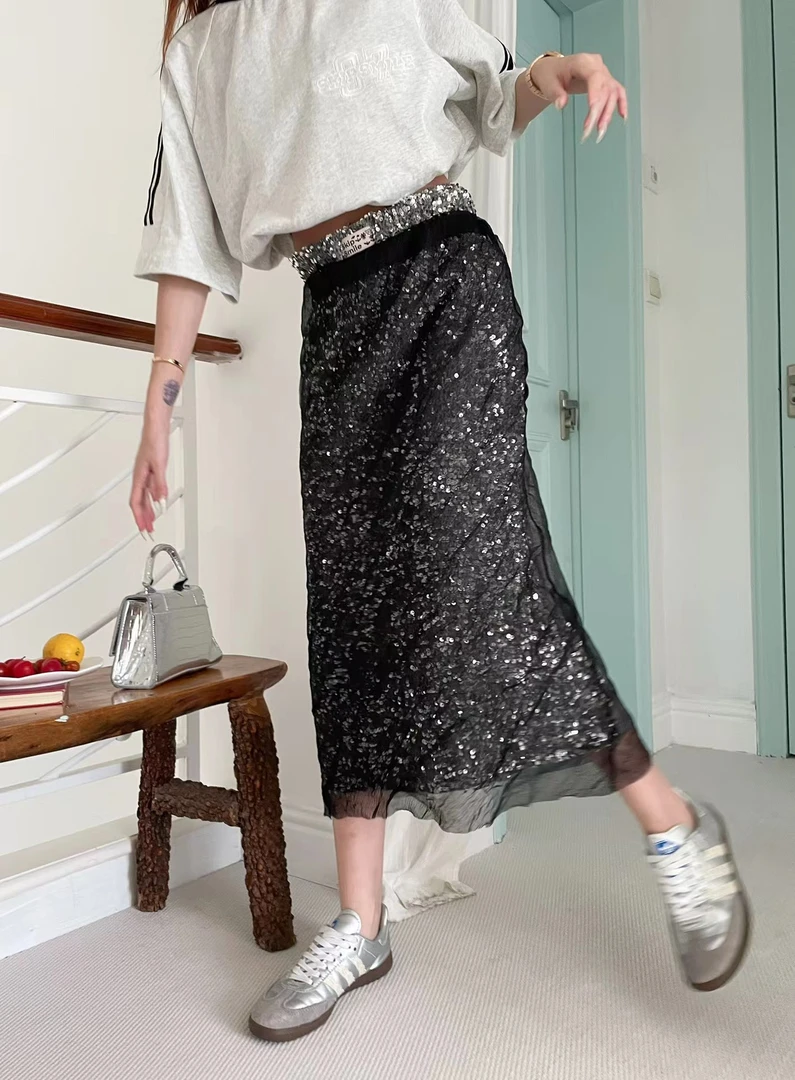 BLX-春夏新款南油skip smile小众设计师款气质裙显瘦半身裙