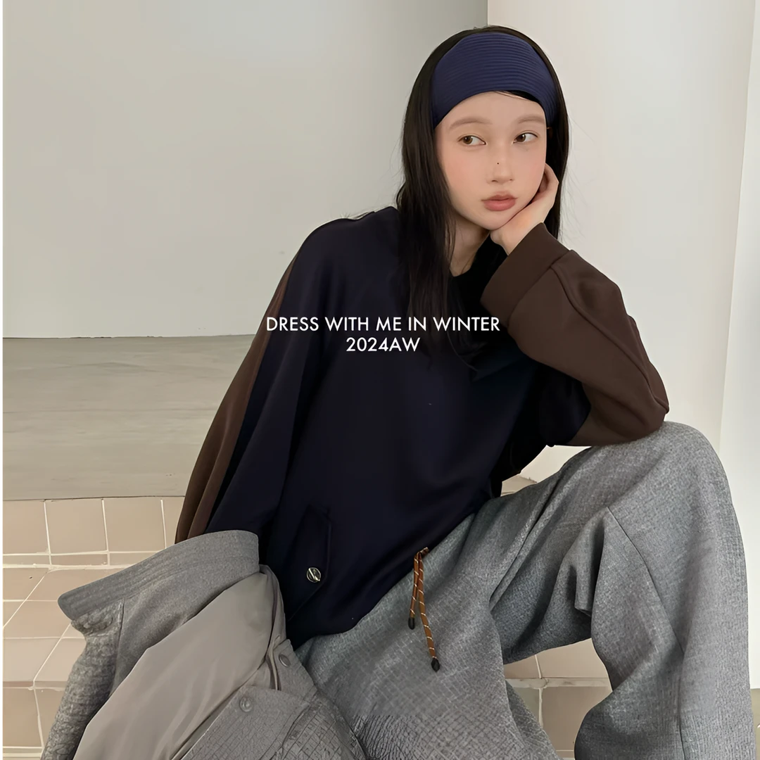 BLX--kimss（深圳出品)新款小众设计款撞色拼接卫衣901