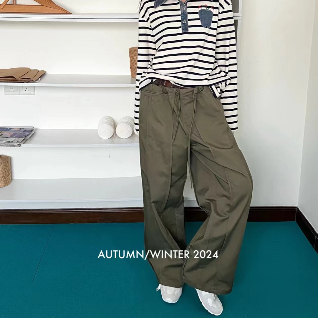 BLX--kimss（深圳出品)24秋冬新款小众设计款格子拼接休闲裤527