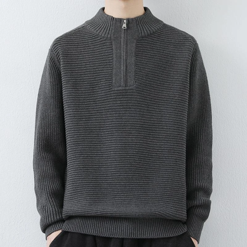 仓石一树半拉链毛衣男士秋冬季半高领打底针织衫高级感加厚线衣潮