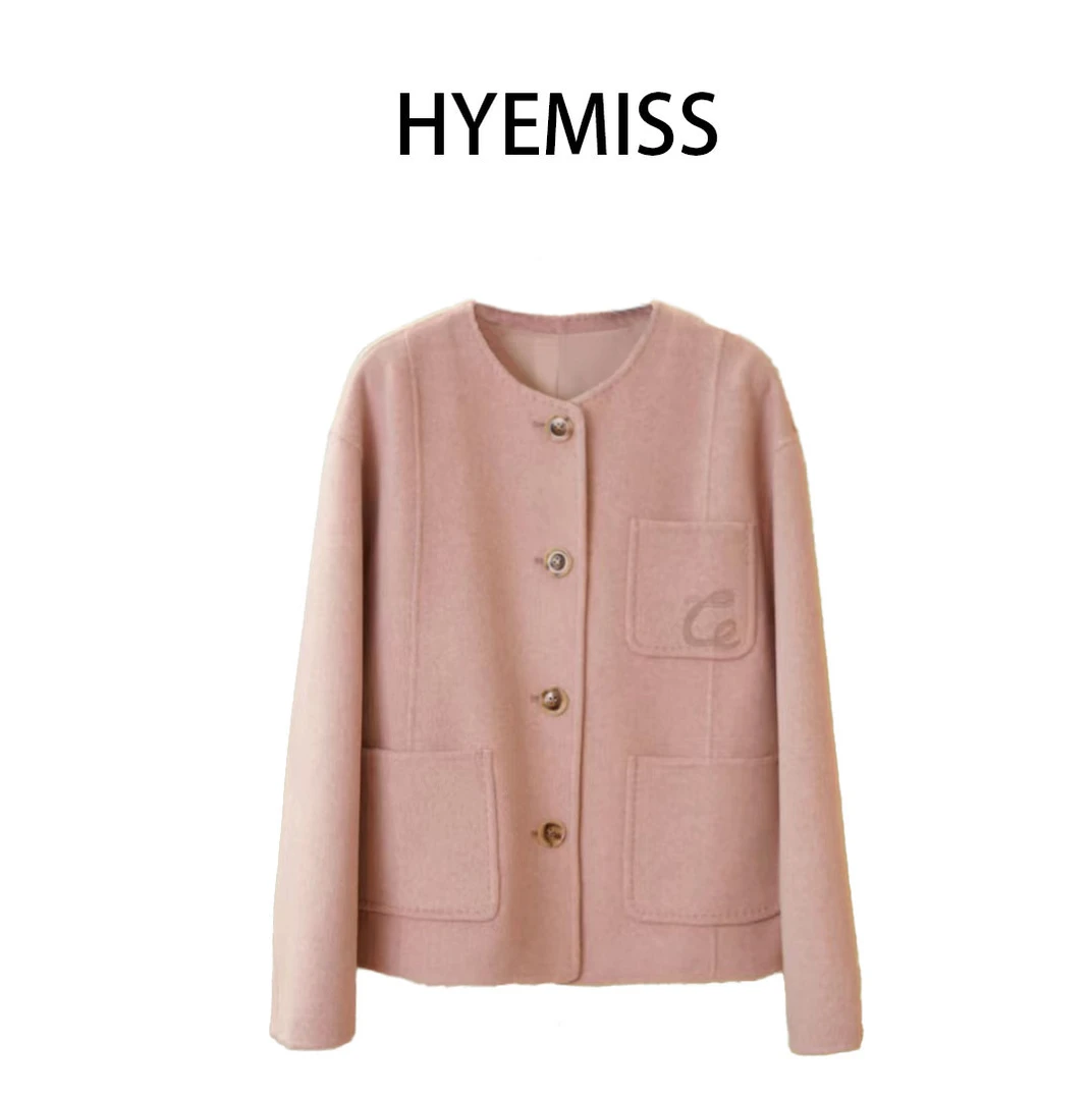 HYEMISSJK230250秋冬新款绵羊毛山羊绒时尚轻奢气质百搭短款外套