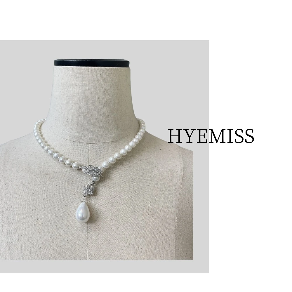 非金属锦纶吊坠 NL240225时尚轻奢百搭小众法式优雅手工珍珠项链