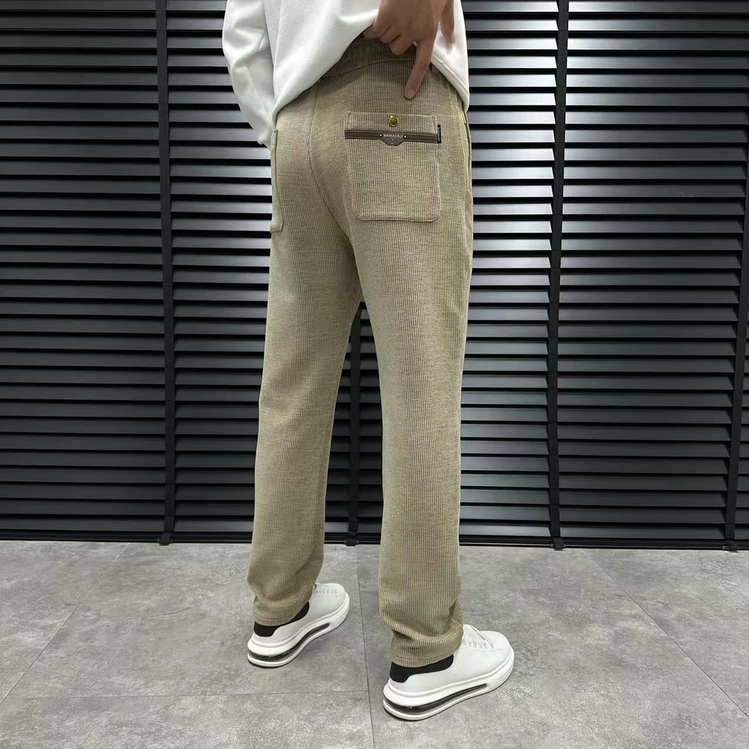 collarleisure/领闲2024轻奢山海绒秋冬微宽松加厚男士直筒休闲裤