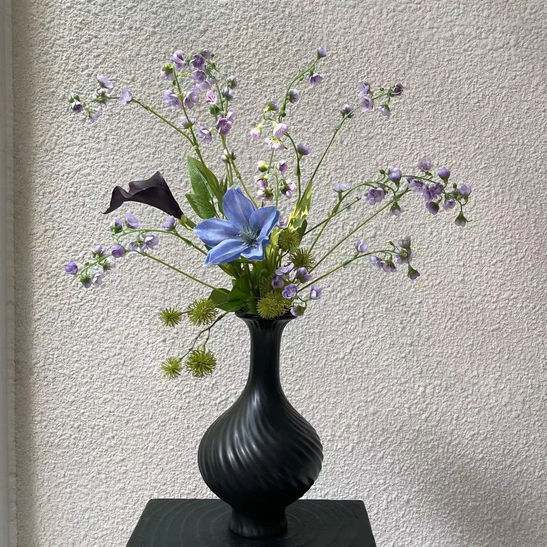 璀璨 设计师款手扎花束仿真花假花绢花手感花陶瓷花瓶套装