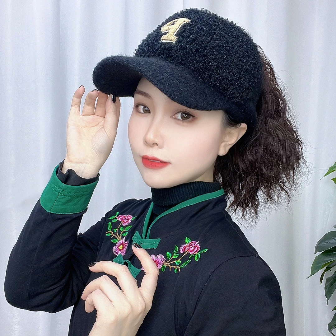 许昌假发千幻帽子假发一体式秋冬空顶帽加厚款玉米烫马尾造型烫发