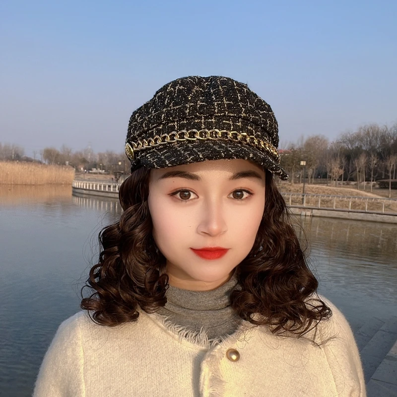 千幻假发帽子一体时尚洋气小香风慵懒蓬松自然假发帽子带有假发
