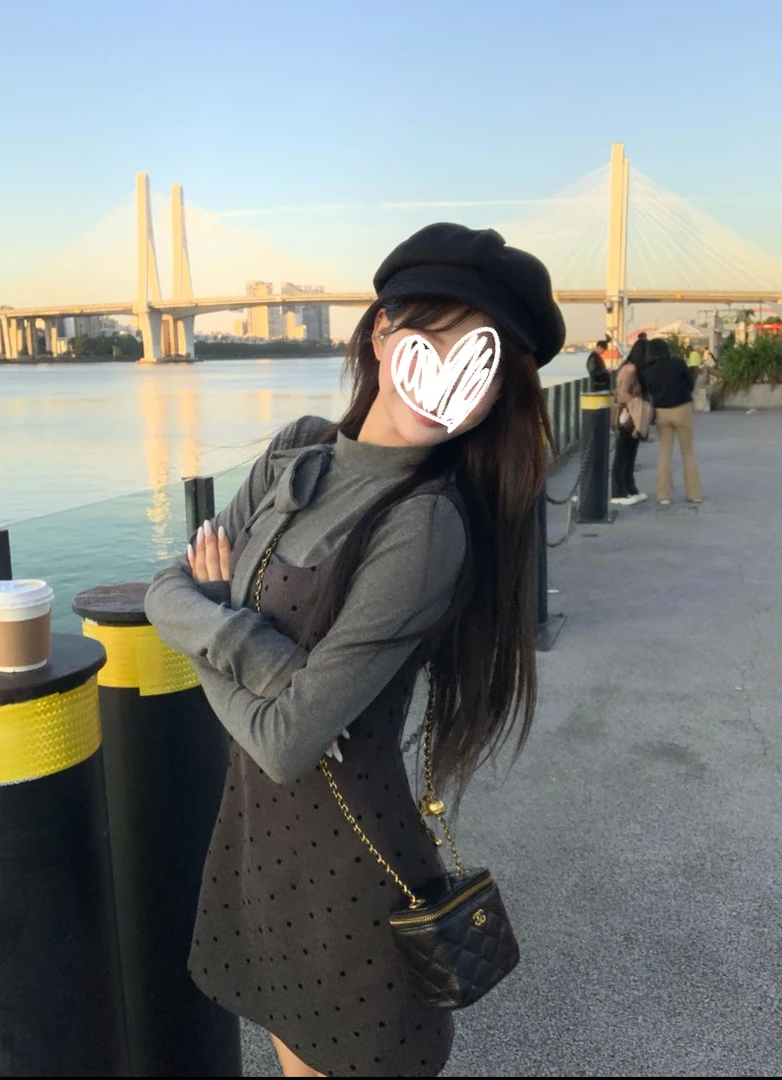 秋冬新款【安东莫夫】百搭通勤蝴蝶结上衣T恤+波点连衣裙时尚套装女