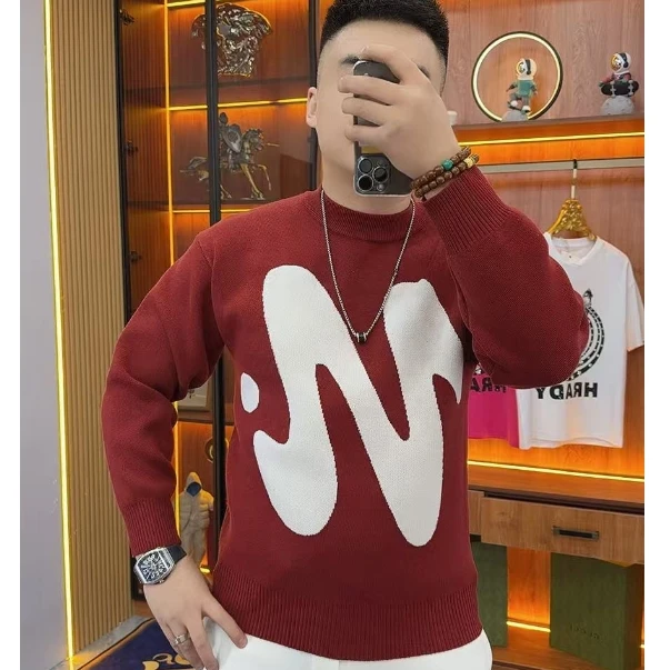 Y-7 字母N针织衫 毛衣本命年过年红色潮男帅气