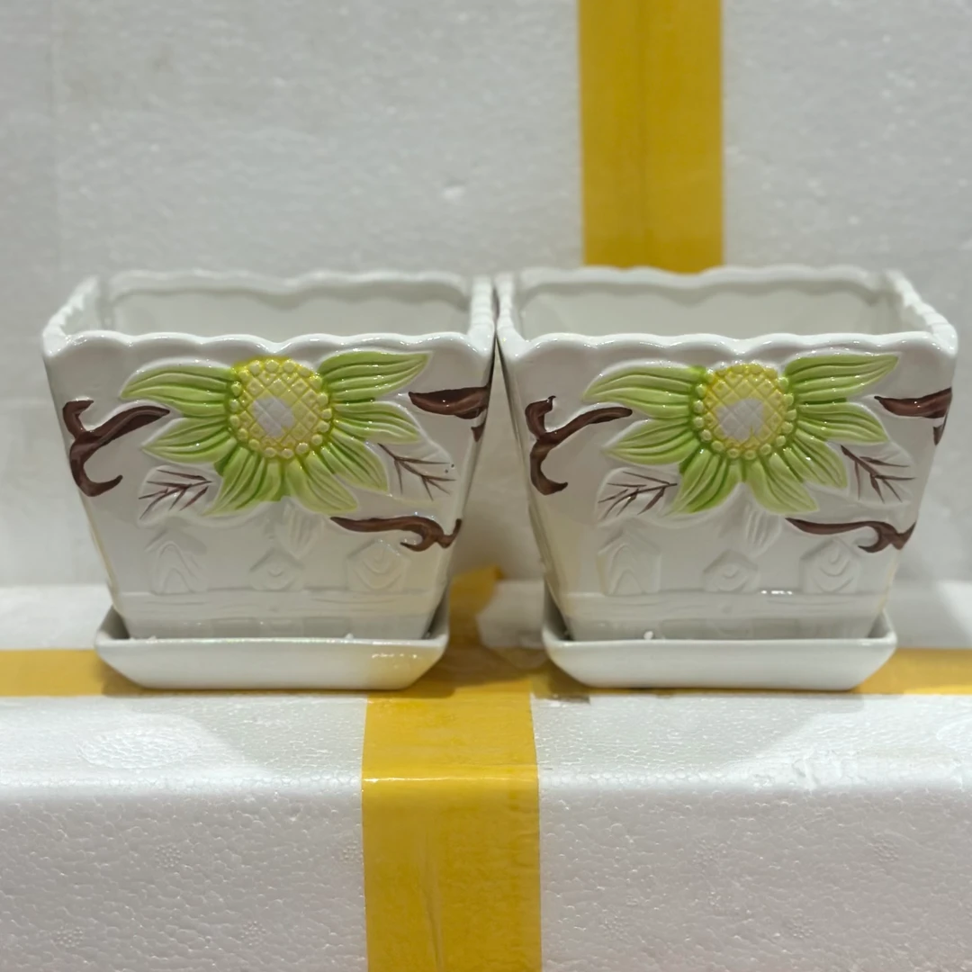 【直播专属链接】到手两个中号陶瓷花盆口径12cm高10cm(11-6)