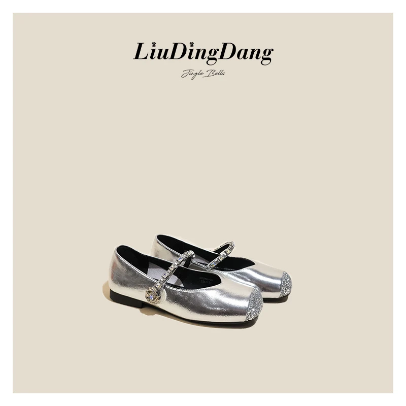 【刘叮当女鞋】水钻方头复古拼接法式单鞋D70966-26