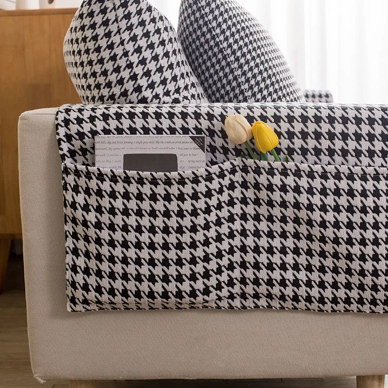 雪尼尔千鸟格扶手巾沙发袋防猫抓简约现代防滑沙发扶手防尘收纳