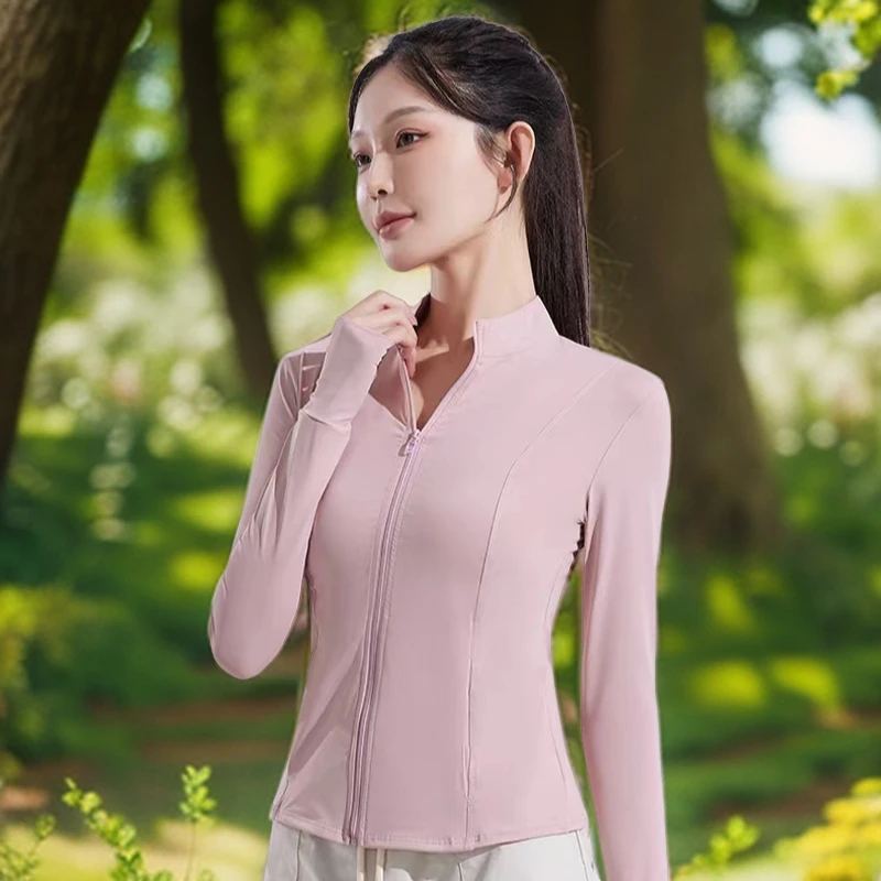 明星同款凉感小蛮腰立领紧身收腰塑性锦纶原始纱防晒衣时尚休闲