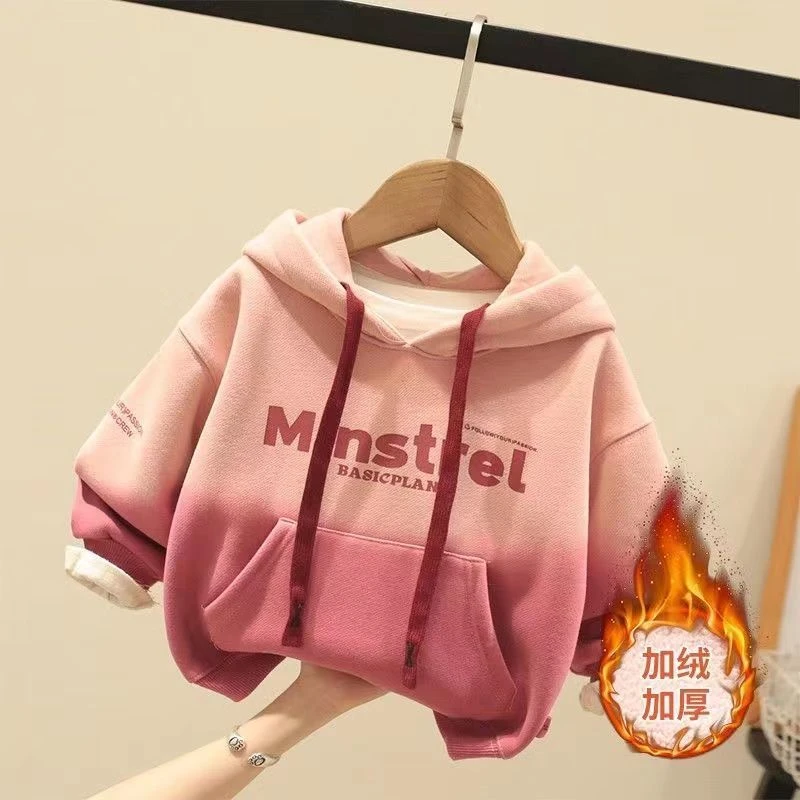 童装男女童加绒卫衣冬装2023儿童秋冬一体绒加厚宝宝洋气保暖上衣